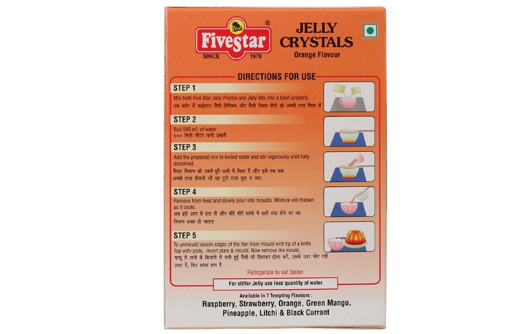 Five Star Jelly Crystals, Orange Flavour   Box  90 grams